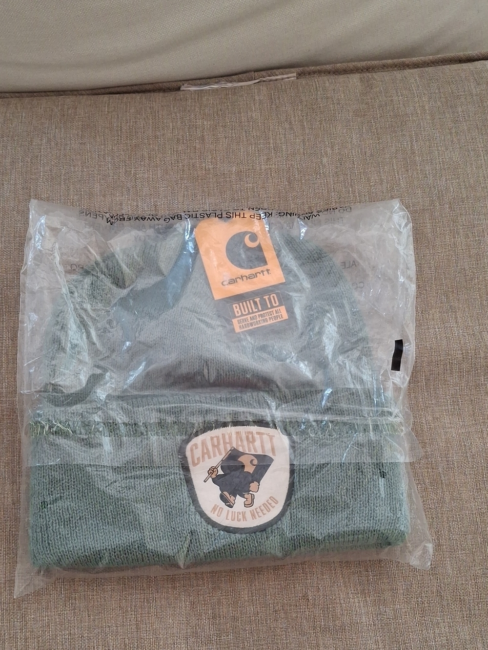 Carhartt  Olive Green Beanie Hat with Logo Patch